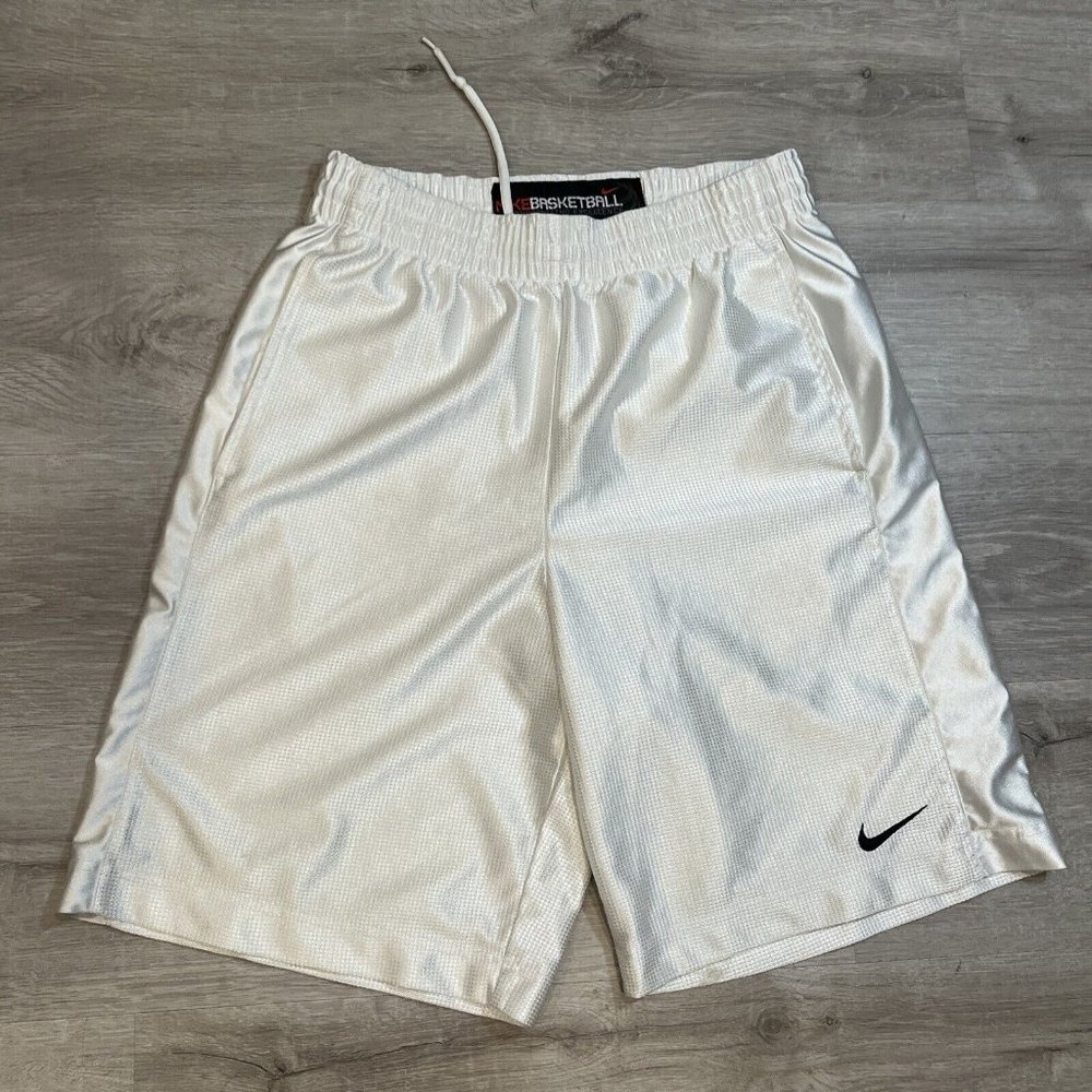 Vintage Rare Nike Basketball‎ Dazzle Shorts Silky  Smooth White Small